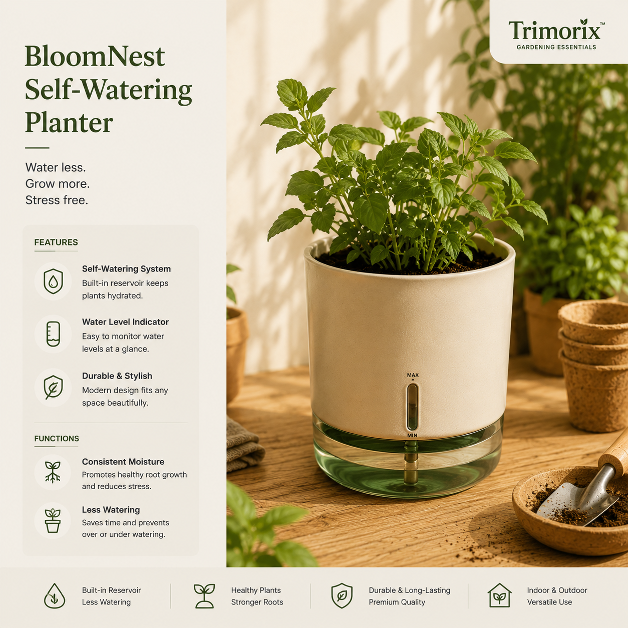 BloomNest Self-Watering Planter