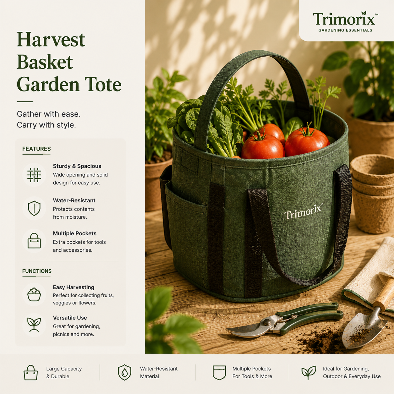 Harvest Basket Garden Tote